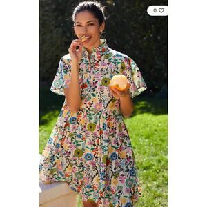 Floral Short-Sleeve Mini Dress in Multi-Color